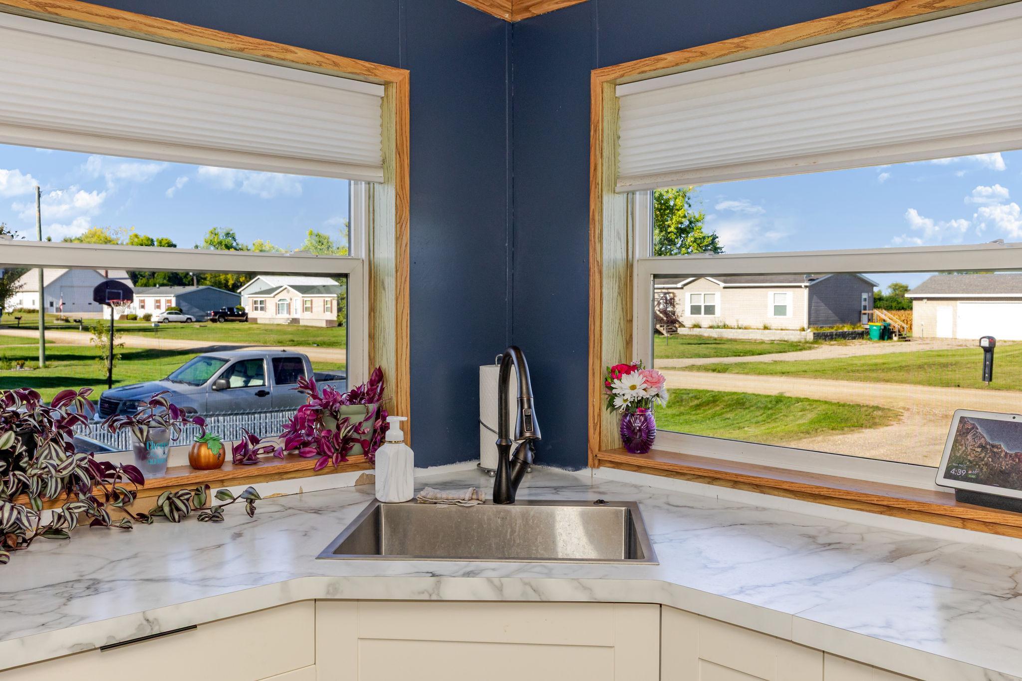 Kitchen view to front and driveway