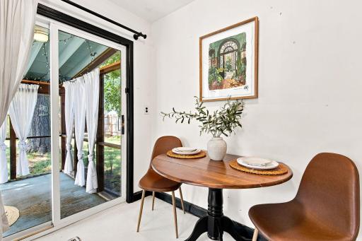 Kitchen walks out to the backyard screened-in porch