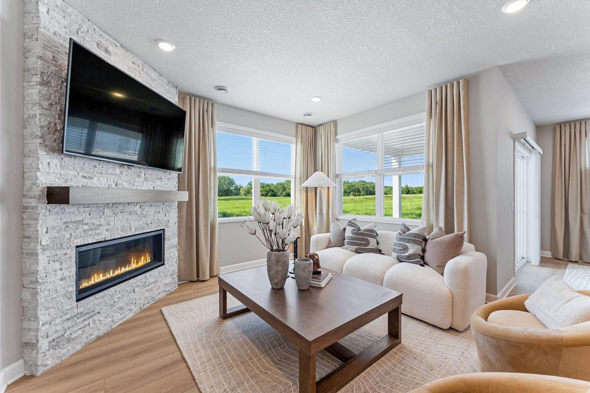 The home embraces natural light from energy-efficient windows