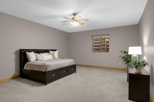 Spacious lower level bedroom; perfect for multigenerational living!