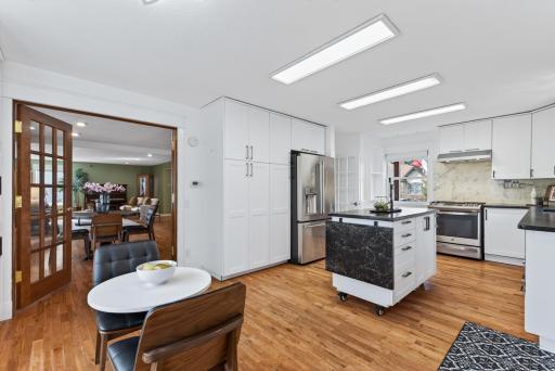 The kitchen, dining and living room fill the main level.