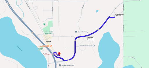 3 minute drive to the Paul Bunyan Trails!