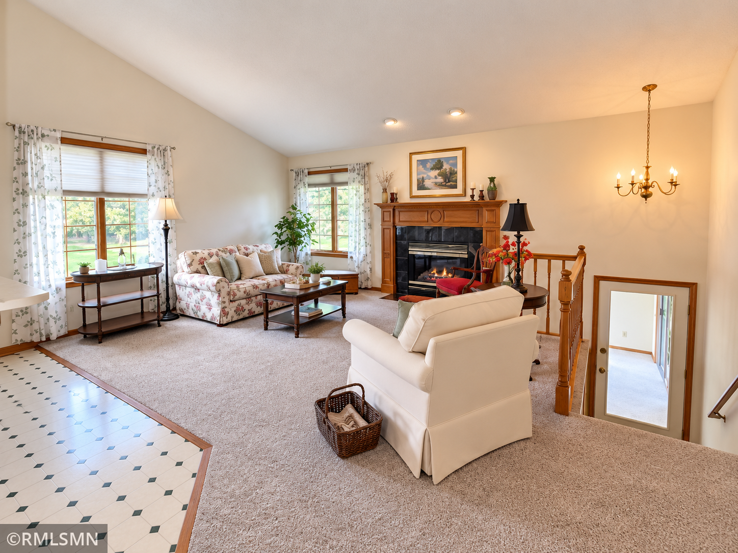 Living room area with gas fireplace!