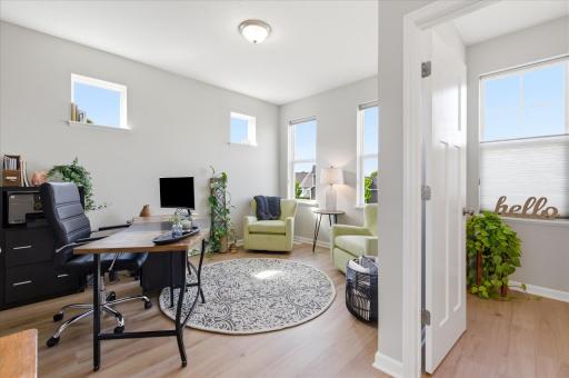Hard to find front flex room - use as an office, playroom, den, etc. a convenient 1/2 bath and 2 closets for storage are also located on this level.