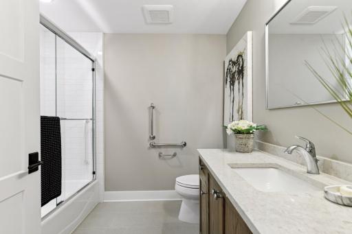 Secondary bath is a full with tub/shower combo