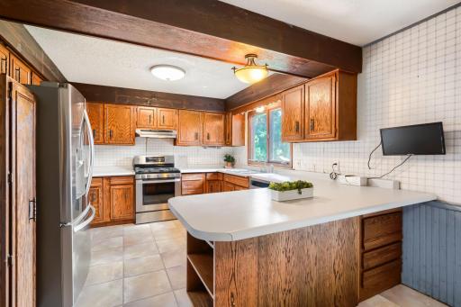 Kitchen Area, counter space with newer stainless steel appliances