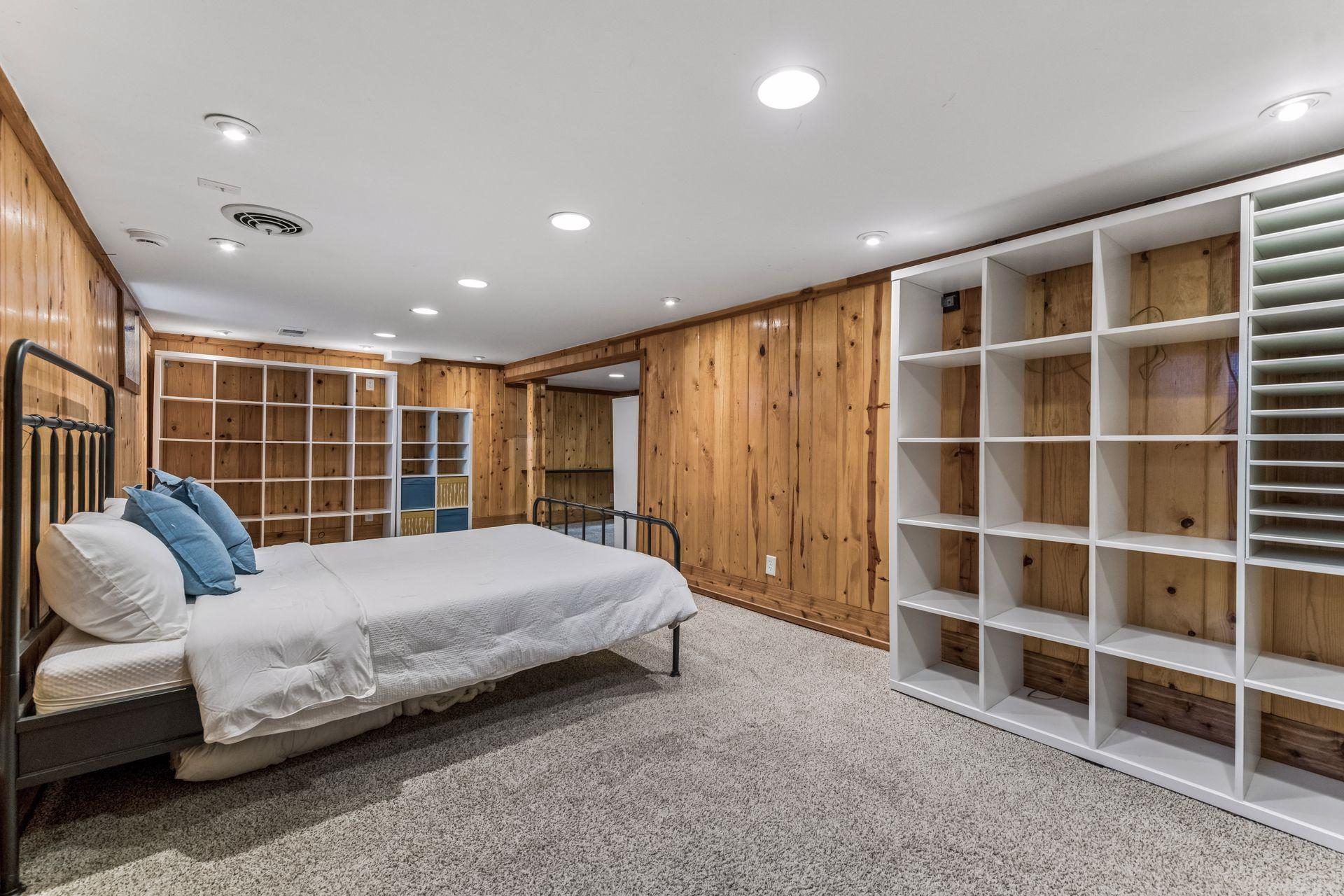 All white shelving units can remain with the home.
