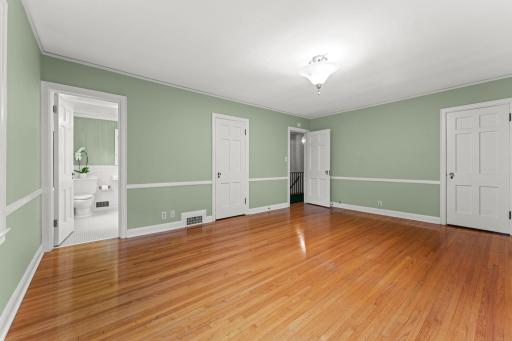 Primary bedroom has 3/4 bath and double closets