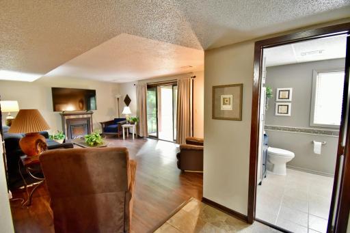 Lower level, updated 3/4 bathroom off of family room.