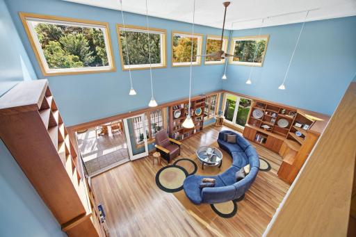 24. Overlook view of the stunning great room highlighting its open design and architectural character