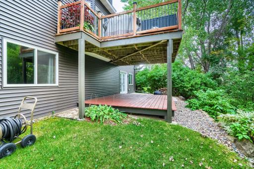 This lower-level patio is accessible from the family room area.