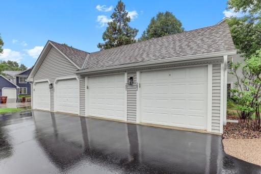The detached garage provides convenient private parking and additional storage just steps from the home.