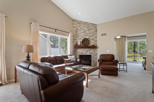 Bright, open floorplan with a vaulted ceiling