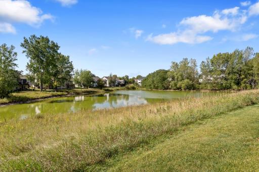 Very private back yard overlooking the pond