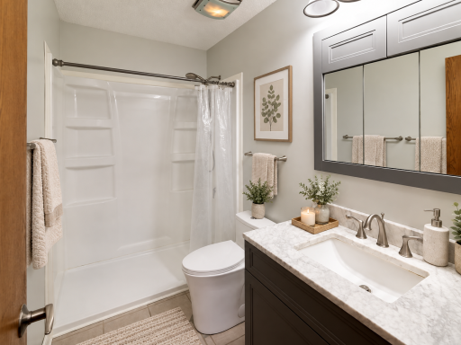 Updated main level 3/4 bath. *virtually staged