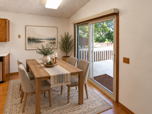 Dining room walks out to expansive deck and large fenced backyard.*virtually staged