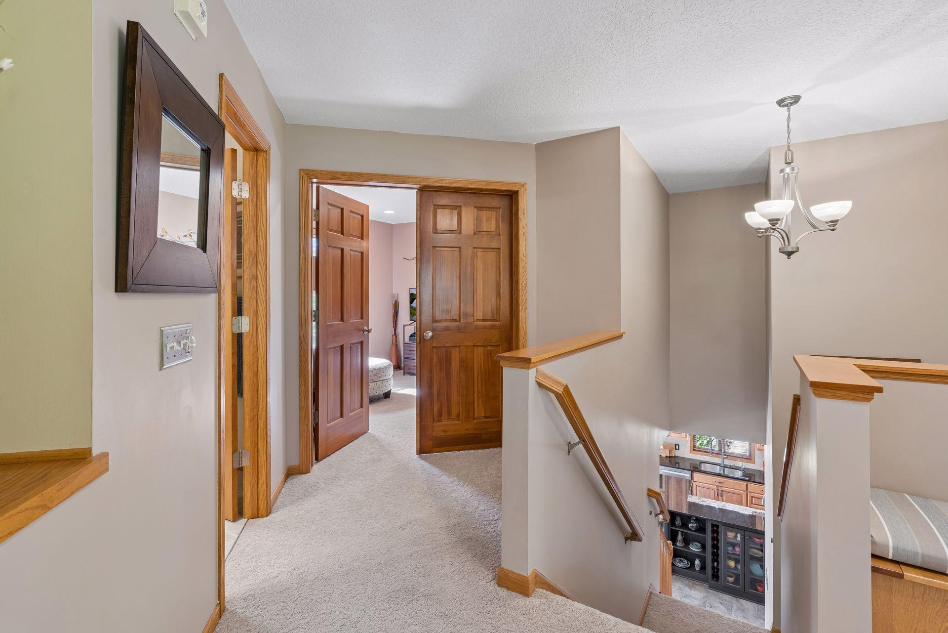 Upper landing open to the kitchen below