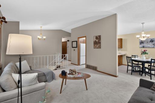 Vaulted ceilings in this open living room