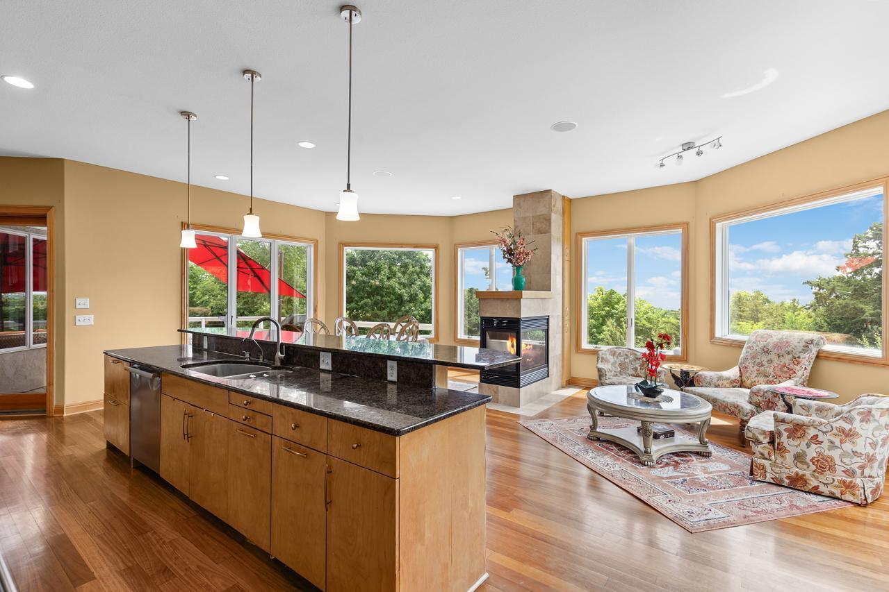Generous center island for gathering and meal prep.