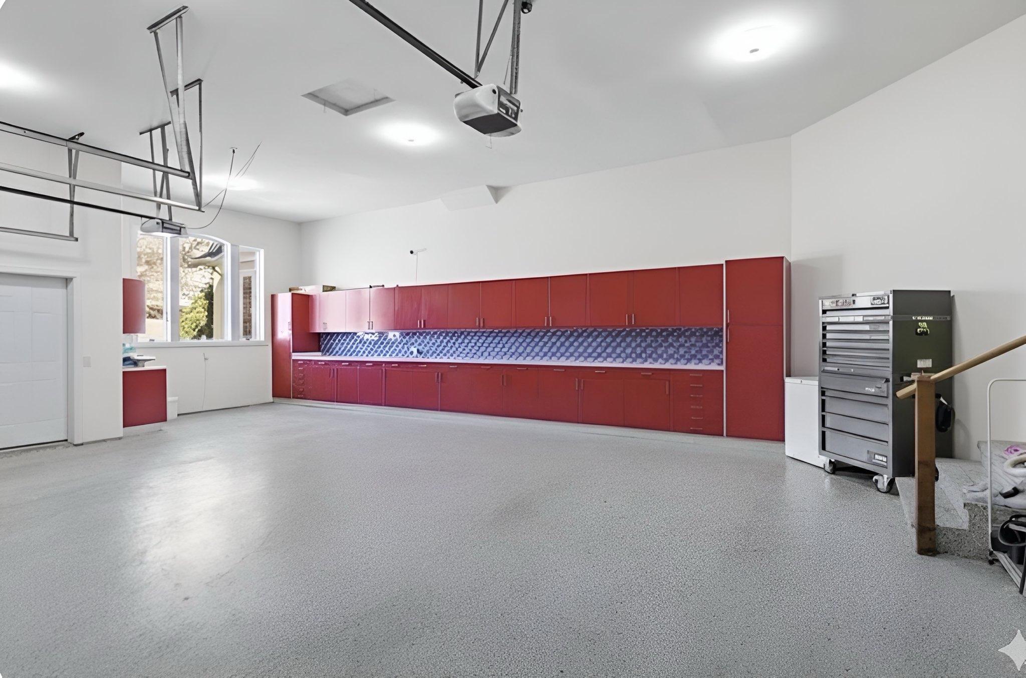 Huge garage with tons of storage space