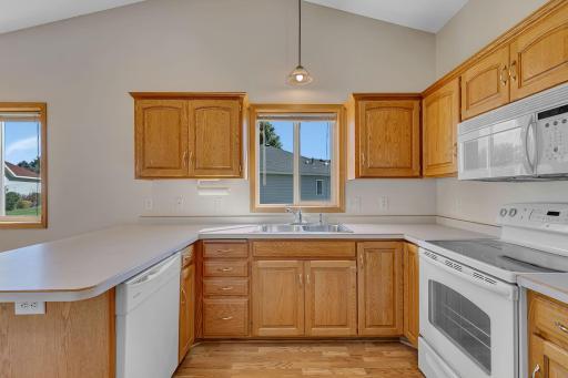 Solid oak cabinets and tons of storage