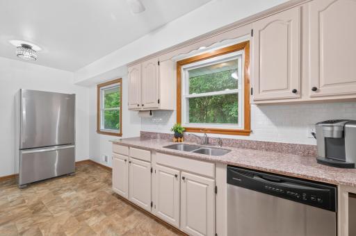 Kitchen Windows overlooking the rear yard.