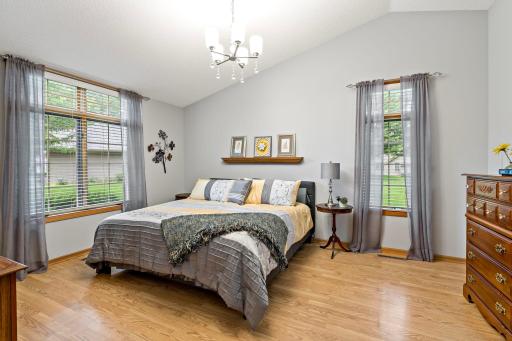 Large primary suite with vaulted ceilings