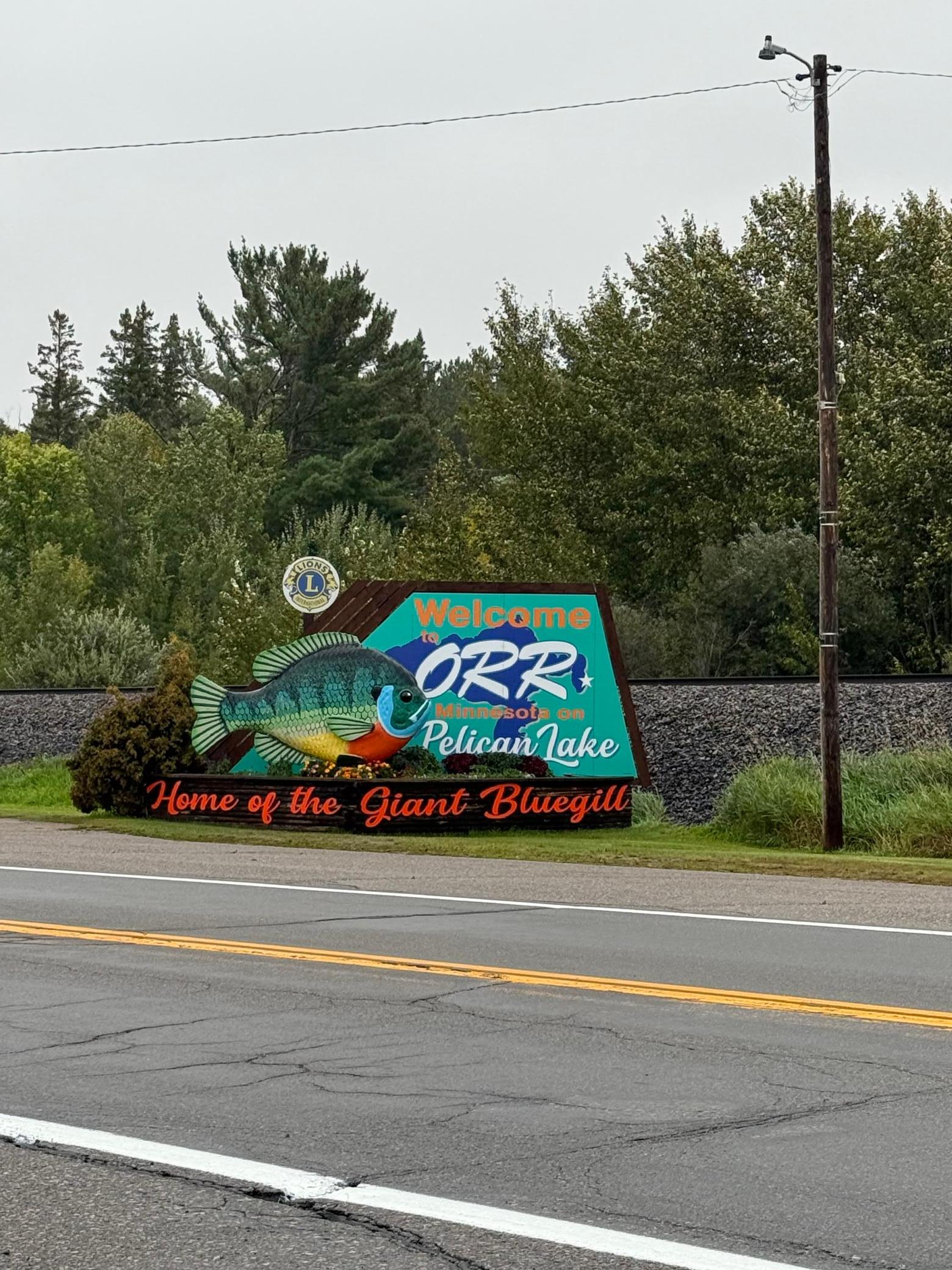 Welcome to Orr, MN, Home of the Giant Bluegill!