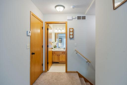 Main Floor landing with guest bathroom!