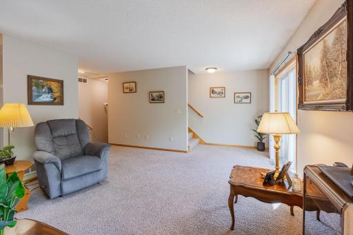 Living area leading to stairs