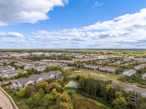 Aerial view of neighborhood