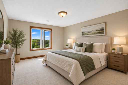 Generously sized and filled with natural light, this comfortable bedroom offers peaceful views and a welcoming retreat for family or guests.