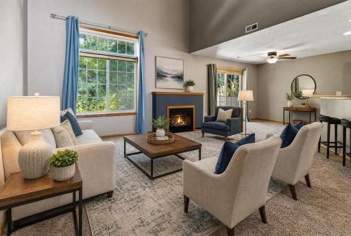 Virtually staged living room to showcase the space.