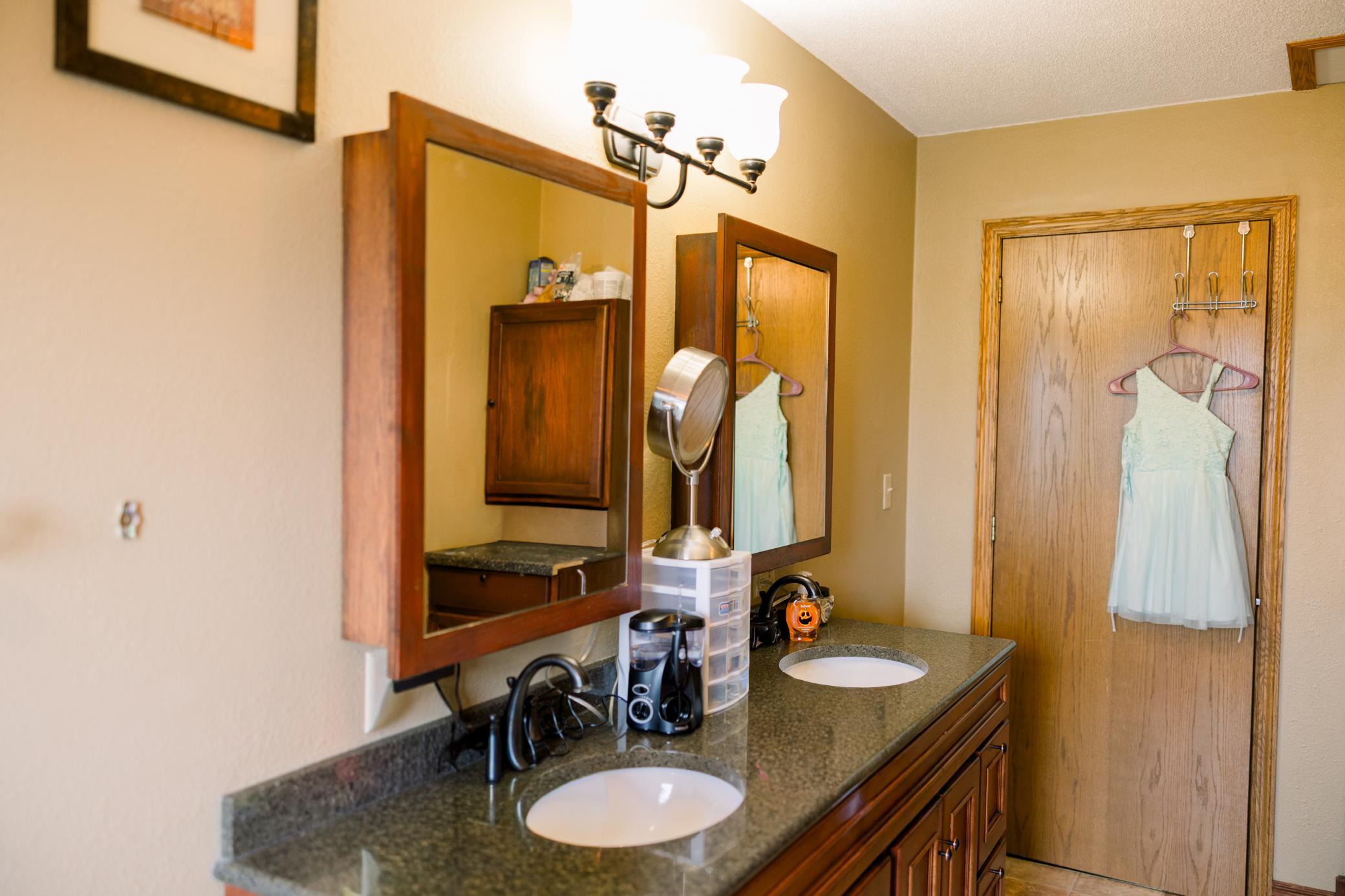 Upper bathroom double sinks