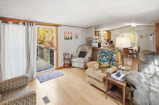 Living room with patio door to the back deck