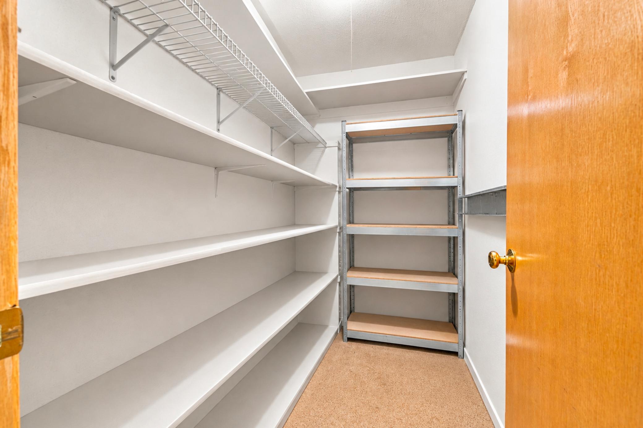 Storage room with built in shelving