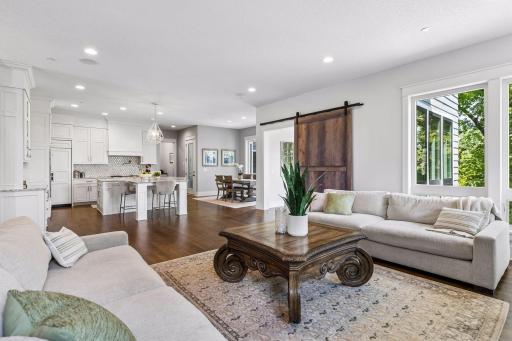 Seamless flow between living and kitchen spaces.