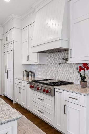 Professional-grade range with custom hood.