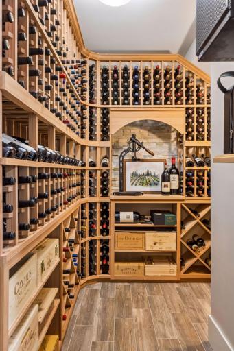 Custom temperature-controlled wine cellar.