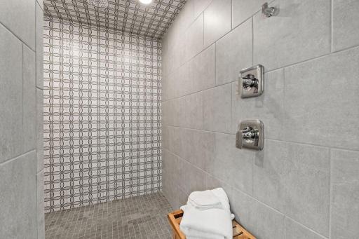 A giant master shower with a rainshower head.
