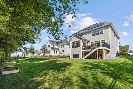 Private, wooded backyard.
