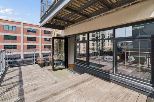 Private Terrace off Living Room with access to the community terrace with grills and fire table for your enjoyment