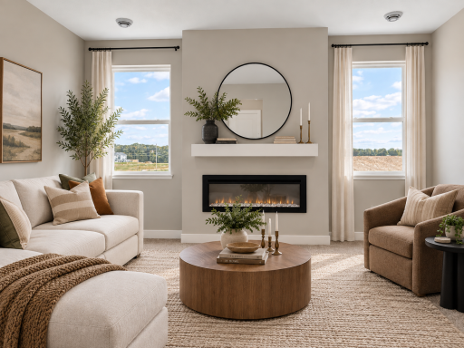 Spacious living room with tons of natural light. *Photo of similar home. Virtually staged.