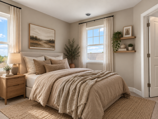 Upper level bedroom #2 with walk-in closet. *Photo of similar home. Virtually staged.