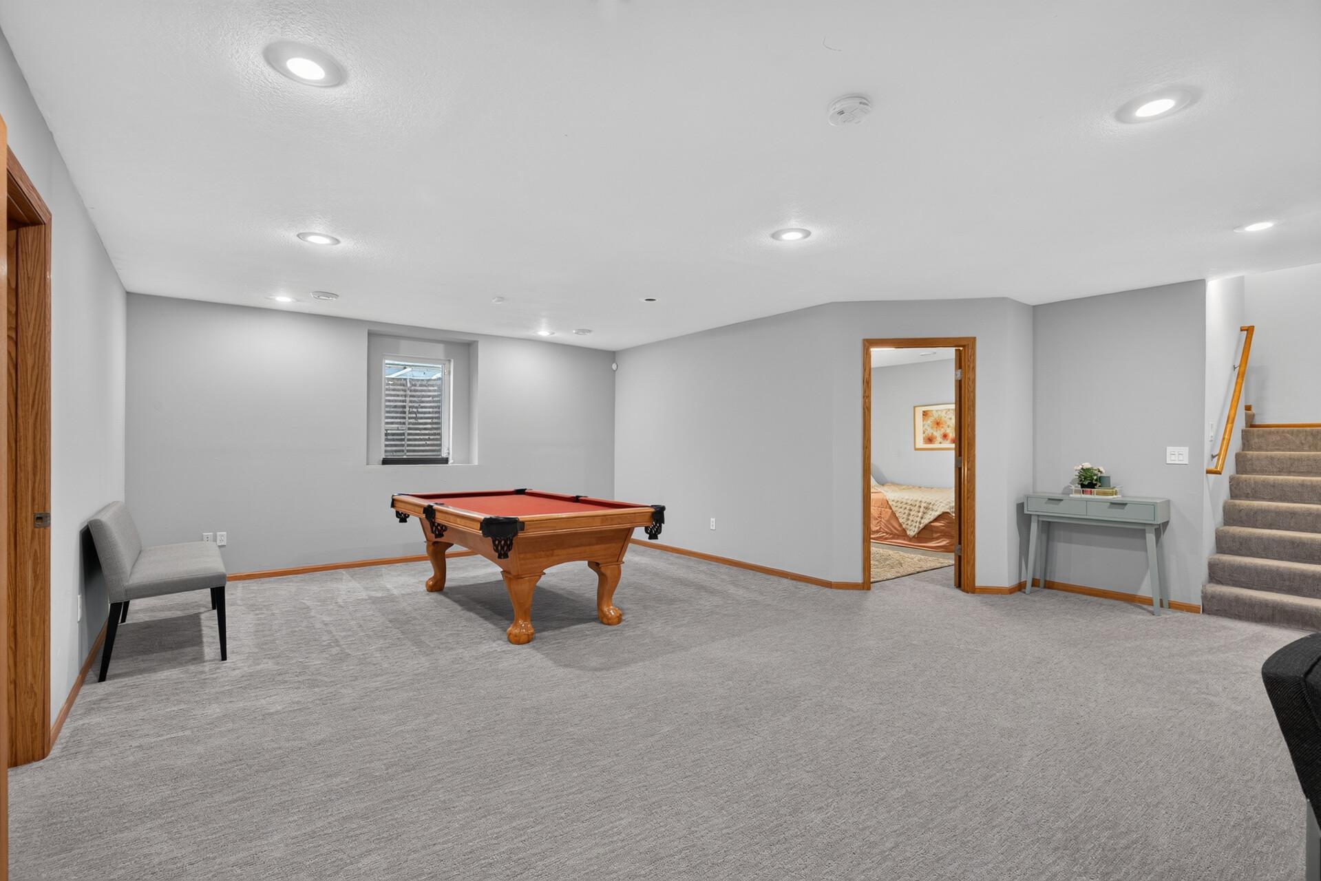 Another view of the lower level family room.