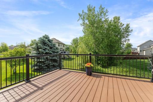 Maintenance free deck with steps down to the backyard