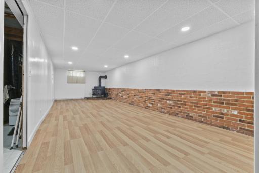 Large family room has brand new flooring and paint