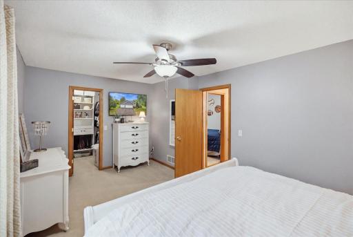 Primary Bedroom with views to walk in closet