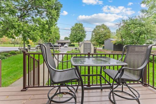 Front deck overlooking back lot