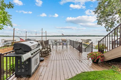 One of two lakeside decks